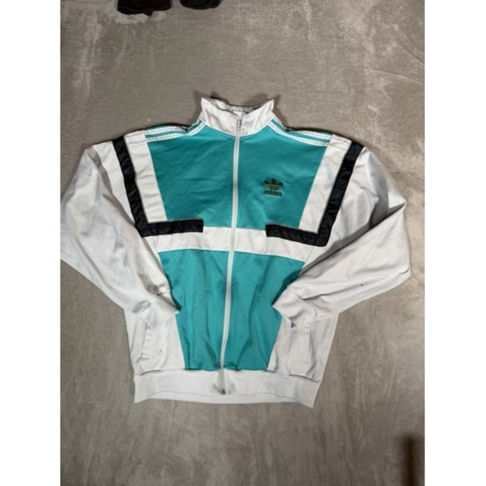 adidas Originals Mens Full-Zip Track Jacket Colorblock M Teal White Black